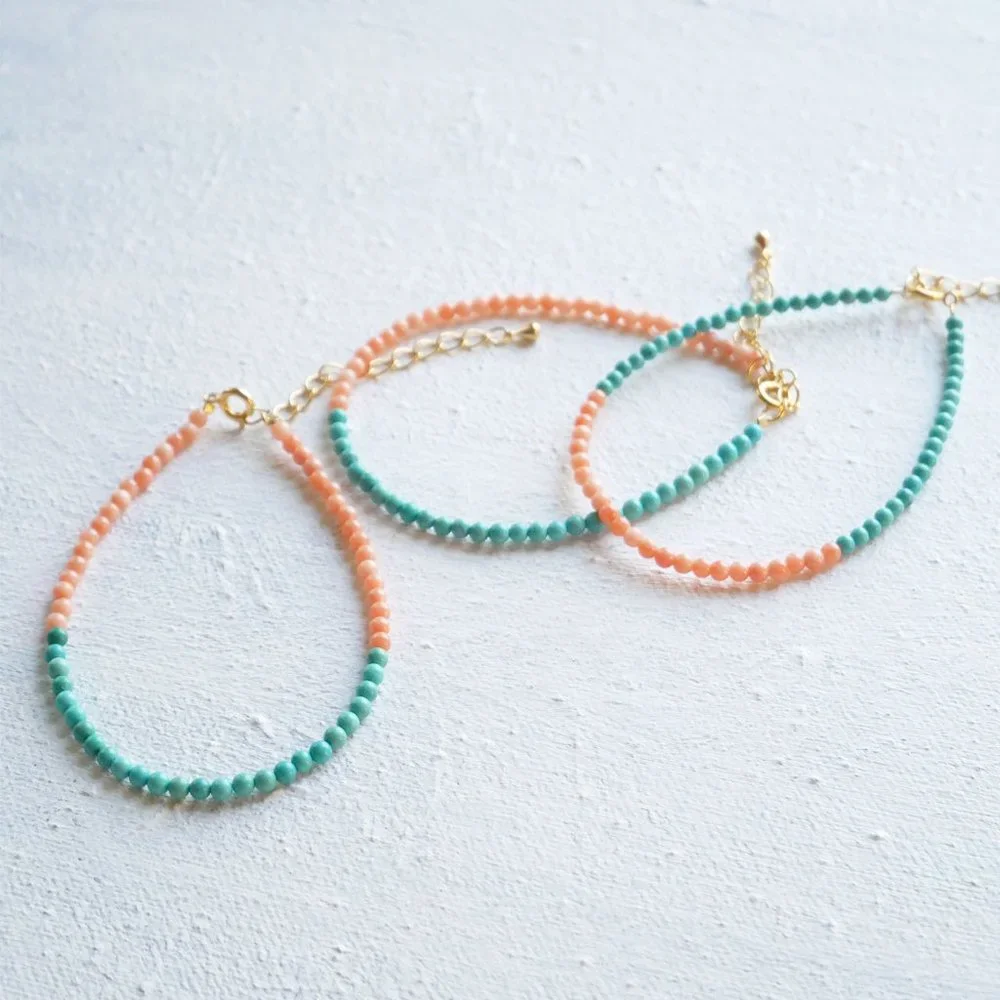 Genuine Pink Angel Skin Momo Coral and Turquoise Bracelet - Picture 2 of 2